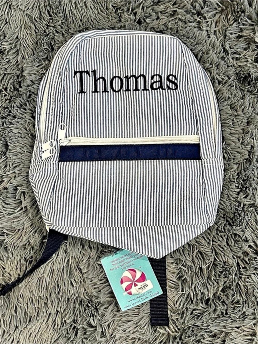 Thomas Striped Backpack in White & Blue NWT